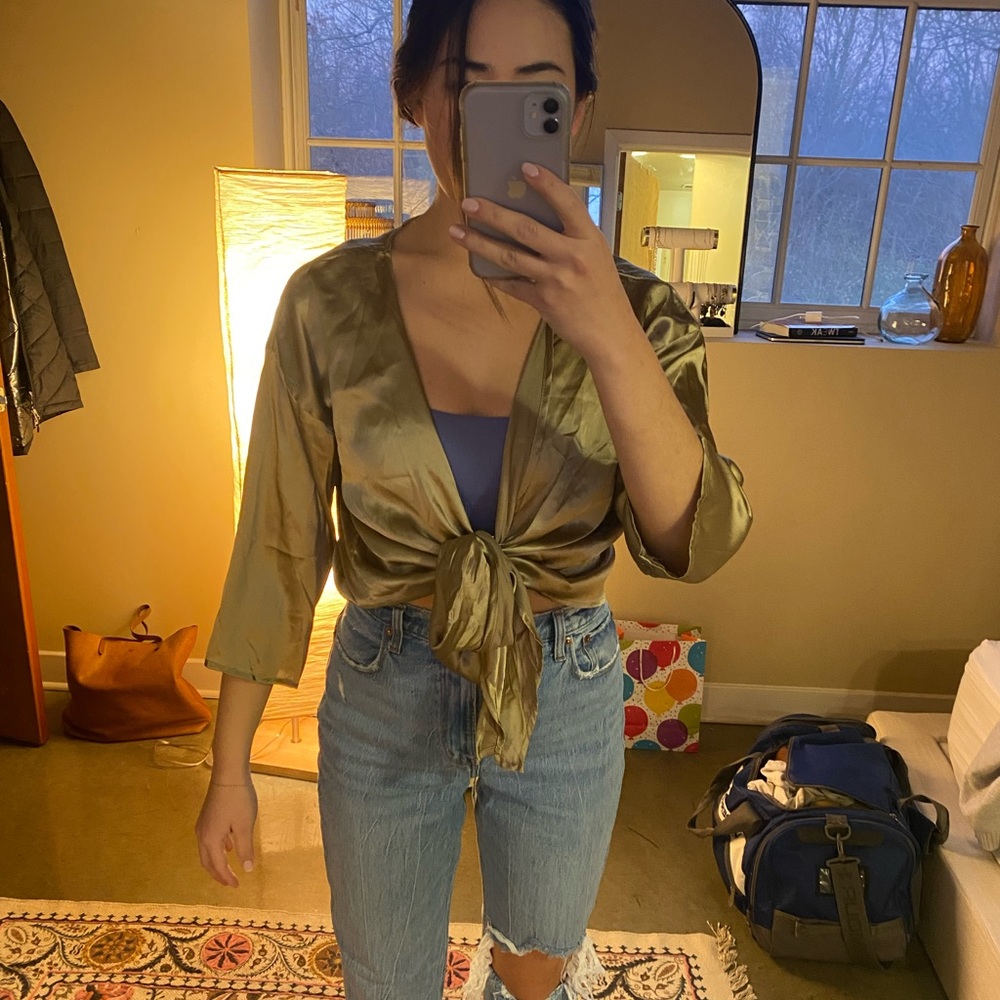 Silk tie blouse
